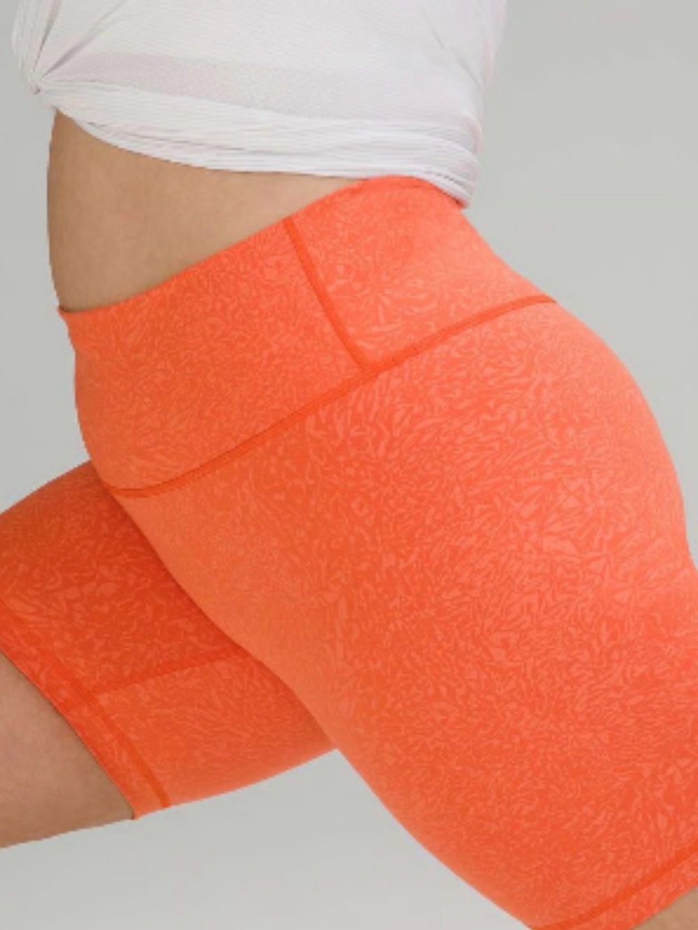 Lululemon Wunder Train Biker Shorts Size 6 Crackle Print High Rise Coral